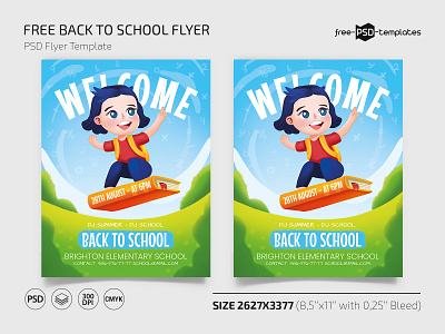 Free Back to School Flyer Template in PSD back to school education event events flyer free freebie party psd school template