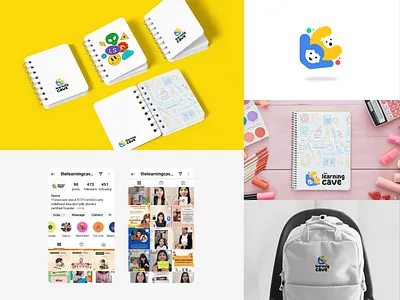 The Learning Cave - Logo & Identity Design book cover design branding childcare childcare logo children logo colorful logo cover art cub logo daycare educational logo graphic design institute logo kids school letter combination logo design playful logo school logo social media design stationery design stationery items
