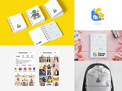 The Learning Cave - Logo & Identity Design book cover design branding childcare childcare logo children logo colorful logo cover art cub logo daycare educational logo graphic design institute logo kids school letter combination logo design playful logo school logo social media design stationery design stationery items