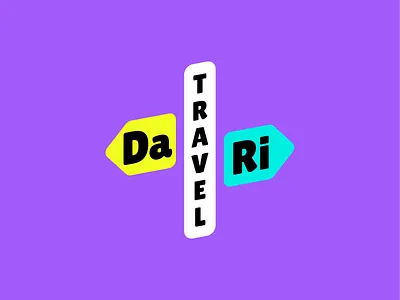 DaRi Travel — Logotype agency arrow blue branding bright design direction fun icon identity illustration logo logotype modern purple sign tourism travel vector yellow