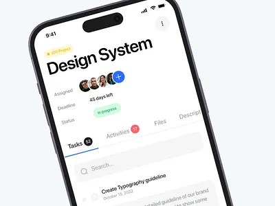 Product management app design activity agile app application cards dashboard design system ios app management minimal product task ui user interface ux widget