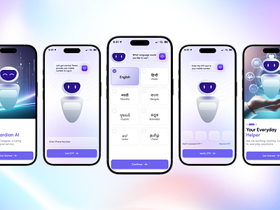 AI Guardian App - Login ai app app design branding chatbot creative creative process design agency design trend designinspiration frame it glass morphism landing page login signup ui ui ux user experience user interface visual design