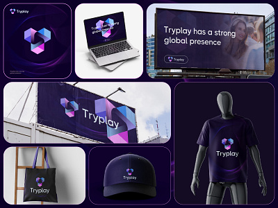 Tryplay Branding and Logo Design app logo blockchain logo brand identity brandidentity branding cube geometric logo logo design logo designer logodesign marketing modern logo modernbranding play tech logo visualidentity