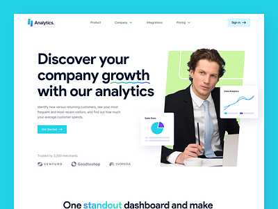 Analytics. - SaaS Landing Page Exploration app branding clean dashboard design green landing page logo minimal saas sales slabdsgn ui website