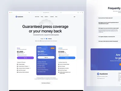 AuraComm - Pricing Page ai animation artificial intelligence automation b2b business clean crm cta hover modern pricing pricing page pricing plan saas sections ui ux web design website