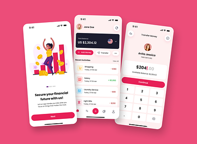 Fintech Mobile App Design | UI/UX banking app figma fintech app graphic design mobile app mobile ui design send money transfer money ui ui design uiux user interface design userinterface ux ux design uxui visualdesign