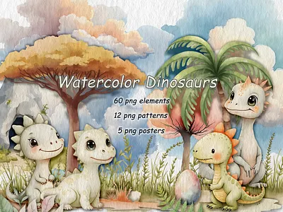 Dinosaurs Watercolor Collection brand identity branding childrens illustration cliaprt set clipart dino design dinosaurs clipart set dinosaurs illustrations dinosaurs images dinosaurs nursery clipart dinosaurs pictures free illustration graphic design identity illustration illustration for branding images patterns dino patterns watercolor poster kids