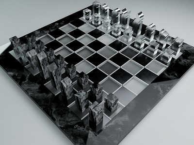 Chess 3d board chess cinema4d design glass marble model