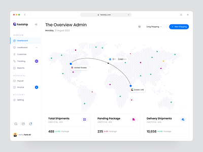 Fastship - Shipping Map Detail ari cargo chart dashboard dashboard system fariz fastship logistic shipment shipping shipping system web app