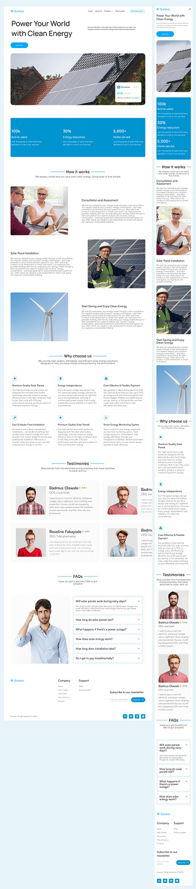 Solar Energy Landing Page design figma landing page mobile design solar energy ui ui ux ux web design