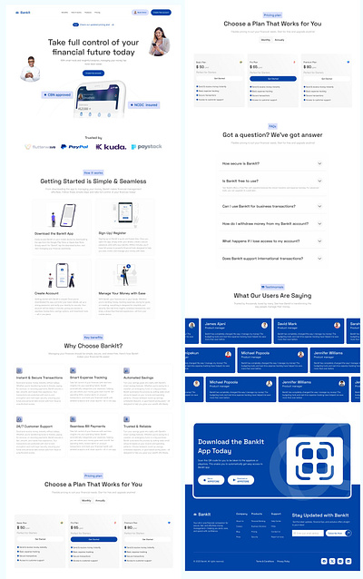 BankIt financial services Landing Page design figma landing page mobile design ui ui ux ux web design