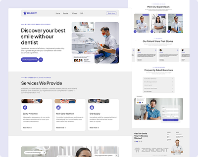 ZENDENT - Modern Dental Clinic Landing Page appointment dental dental care dental clinic dental landing page dental website dentist doctor health home page landing page medical care modern design service teeth ui ux web design website website landing page