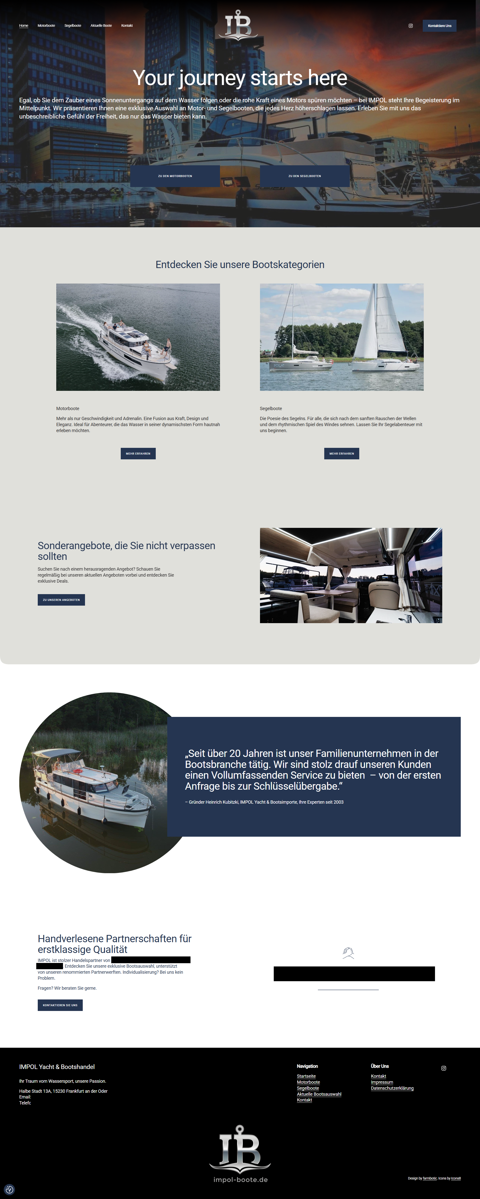 Custom Website for Impol - a Boating Company squarespace web design