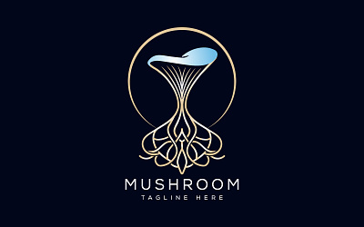 Luxury Mushroom Logo Tree With Root Logo Design turkey tail