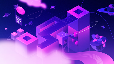 Galaxy isometric illustration illustration motion graphics