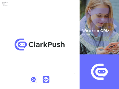 ClarkPush, chat logo bot brand identity branding chat chat app chatbot connection conversation conversational gradient logo logo design message modern modern logo talk ui
