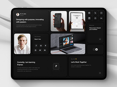 Bento Grid Portfolio app design booking app clean creative design framer ui webdesign