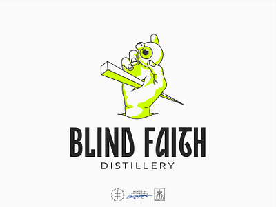 Blind Faith Distillery Primary Logo brand design brand identity branding branding design eye hand hand drawn identity design illustration lettering logo logo design modern modern logo nail neon type typography vintage visual identity