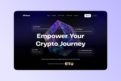 PPrince Landing page clean crypto dark theme landing page minimalist modern ui uiux design web design webpage