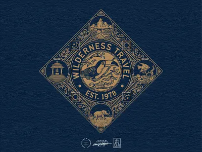 Wilderness Travel Bandana Design agency animal animals bandana brand design brand identity branding branding design detailed hand drawn identity design illustration logo logo design travel vintage visual identity wild wilderness world