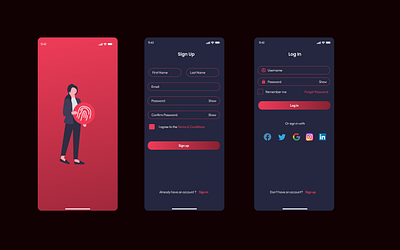 Sign up screens design figma mobile app uxui