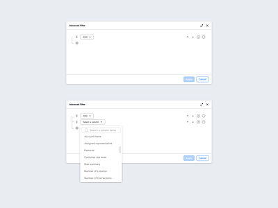 Advance filters , Filters, Condition filters advance filter condition filter filter filters ui