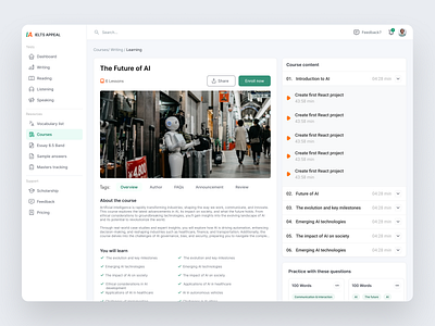 Course Overview – The Future of AI course overview course page dashboard ui e learning platform ui ux web app