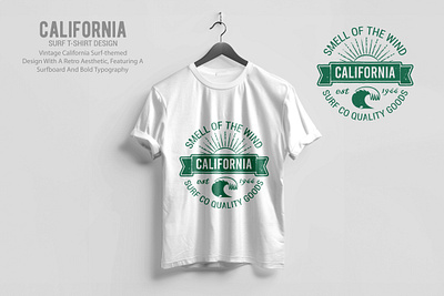 Retro Vintage Surf Style California T-Shirt golden state style graphic design tshirtdesign