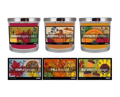 Fall 3 Wick Candle Labels // JOANN stores branding graphic design package design