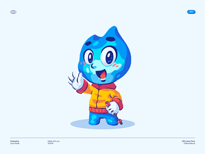 Blue Fire Mascot blue branding cartoon cute design fire happy illustration logo mascot