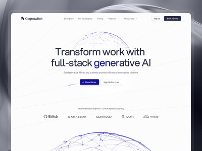 Generative AI Hero Section ai ai orchestration ai workflow cogniswitch generative ai hero section high accuracy ai langchain uidesign ux webdesigfn webdesign