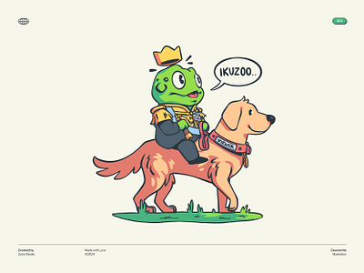 Frog Illustration branding cartoon crown cute design dog frog graphic design green happy illustration logo mascot vector