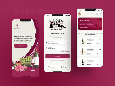 A Refined Wine Store UI app design illustration login screen mobile screen ui ui design ux