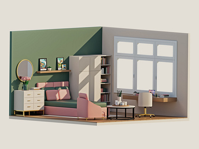 3D Room 3d 3d room adobe photoshop arnold cinema4d design dribbble figma room