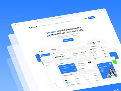 Bankook - Landing page para banco digital bank blue clean control dashboard digital finance green hero micro minimal money saas tech