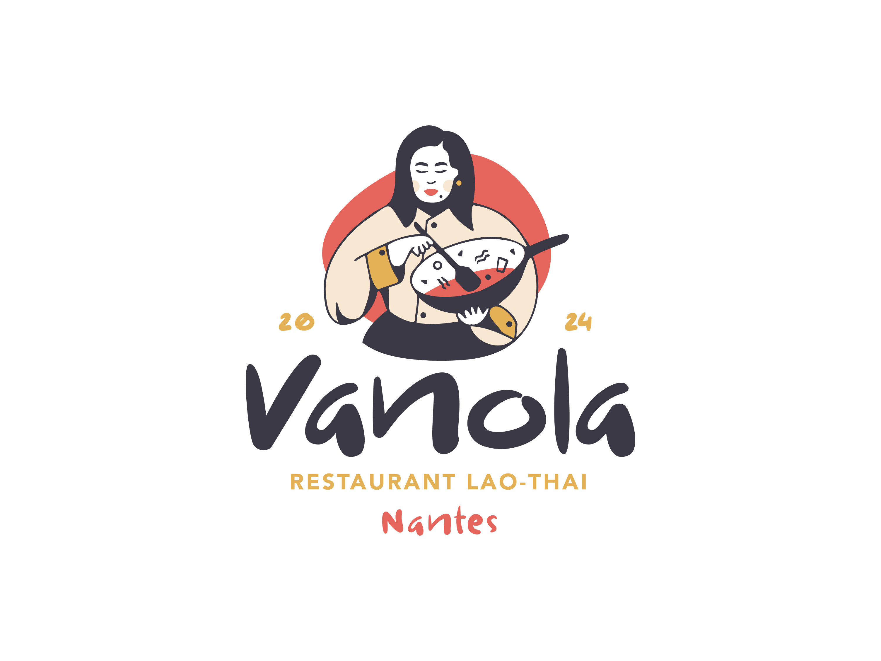 Vanola asia branding food grafic design graphic design laos logo print restaurant thai woman