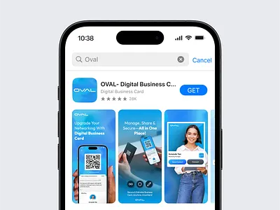 OVAL - Digital Business Card - Appstore Graphics/Screenshots ai app preview app store app store screenshot app ui appstore branding connect contacts design digital bussiness card digital card graphic link tree play store screenshot presentation qr code screenshot ui ui design