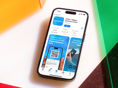 OVAL - Digital Business Card - Appstore Graphics/Screenshots ai app preview app store app store screenshot app ui appstore branding connect contacts design digital bussiness card digital card graphic link tree play store screenshot presentation qr code screenshot ui ui design