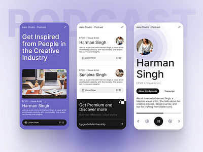 Podcast Hub – Mobile App Concept app design music playlist podcast podcast app podcast design ui ux