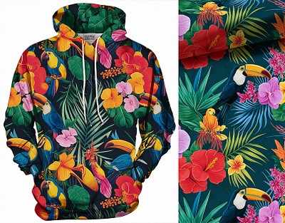 TROPICAL PATTERN DESIGN blaanket design blanket blanket illustration fabric graphic hooded blanket illustration illustration design pattern pattern design surface design textile textile design tropical tropical illustration tropical leaves tropical pattern