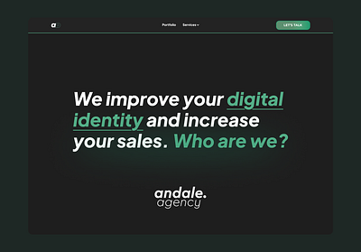 Who Are We? Your Digital Growth Partners branding cleandesign dailyui darktheme designstudio digitalagency entrepreneur green homepage landingpage minimaldesign uiux webdesign websitedesign