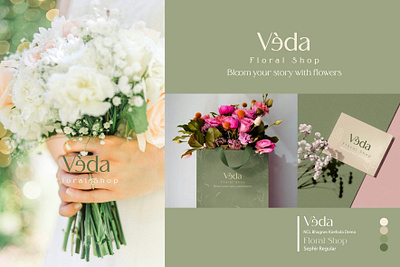 véda floral shop branding branding design graphic design illustration logo