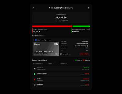 Modal Design - Card Subscription Dashboard app dashboard design figma finance fintech landing page minimal modal ui ux website