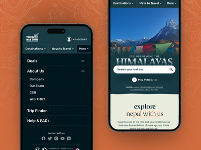 Mobile Nav - Tour Company adventure android app chart dashboard data ios iphone megamenu menu mobile navigation nepal react responsive tour travel trip typography ui