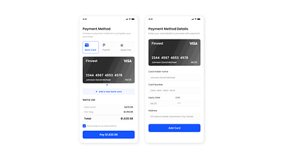 Payment Method Flow app b2b b2c card design ecommerce figma landing page ui ux website