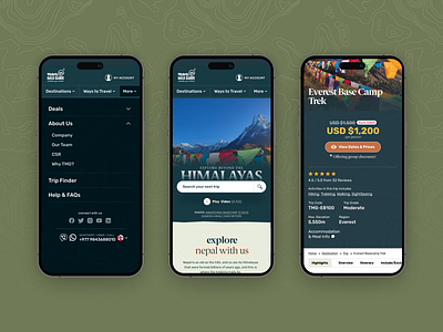 Mobile Responsive - Travel App animation app chart dashboard data design graphic design ios menu mobile navigation nepal tour trip typography