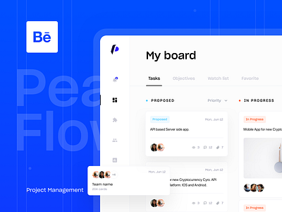 Peakflow task management app agile app ai project ai task case study flat design linear nav bar project dashboard project management side bar task task management