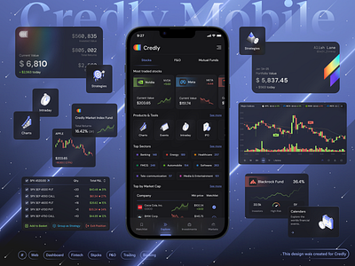 🤑Credly - Explore Stocks page - Fintech Mobile App banking mobile app best fintech cards charts credly ecommerce finance finance mobile app financial fintech fintech startups markets page mobile mobile app mobile banking startups stocks trading app ui web design