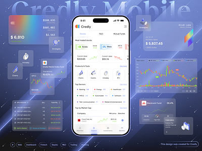 🤑Fintech Mobile App | Explore page | FinTech banking cards charts components crypto mobile crypto mobile app crypto trading dashboard figma finance fintech dashboard fintech mobile app fno home mobile mobile app mobile banking product design stocks ui