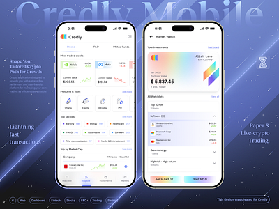 🤑 Fintech Mobile App | Credly | Explore Tab app design banking charts crypto mobile app explore page finance finance mobile app financial data fintech mobile fintech mobile app fno home screen investments light theme mobile app mobile banking mobile trading stocks trading mobile app ui